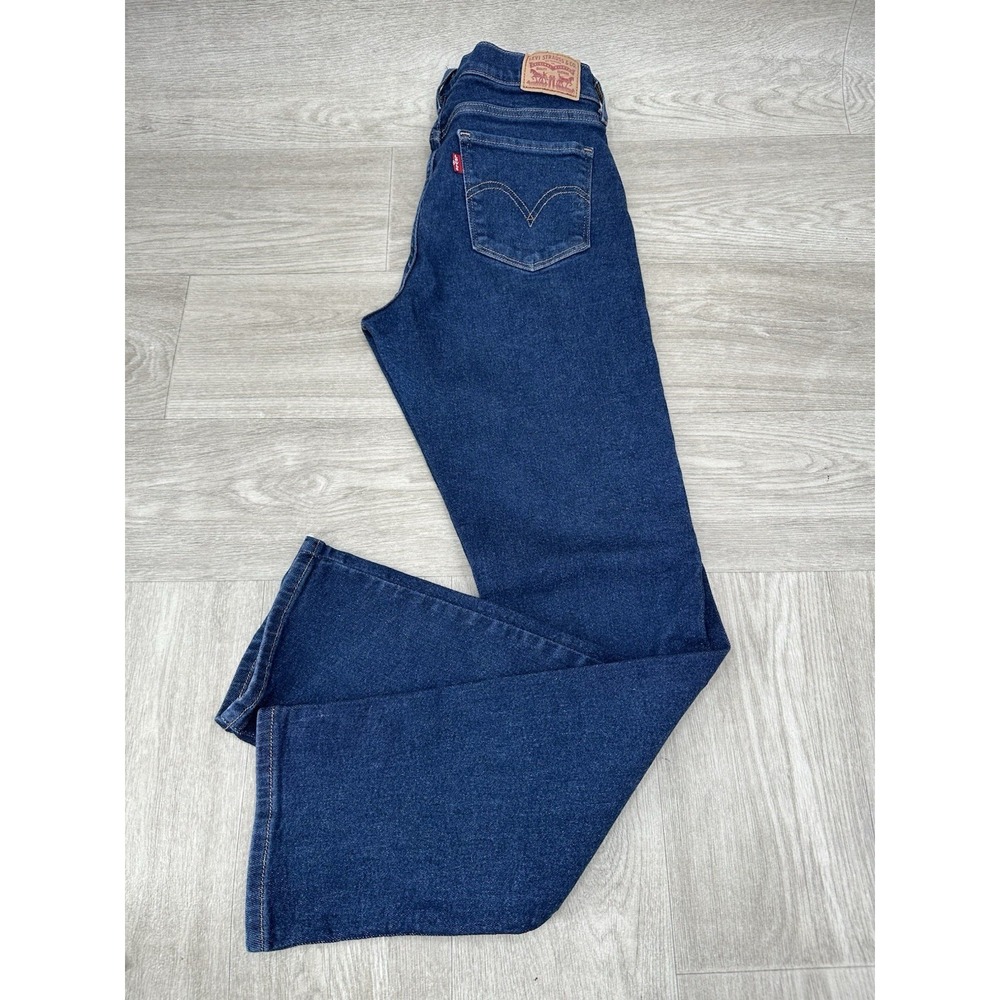 Levi's Classic Straight Jeans Blue Denim Button Logo Women's 28x32